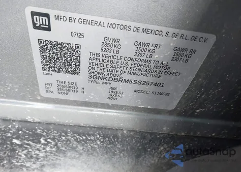 2025 Chevrolet Blazer Ev Lt Fwd z USA, uszkodzony, nr VIN 3GNKDBRM5SS257401